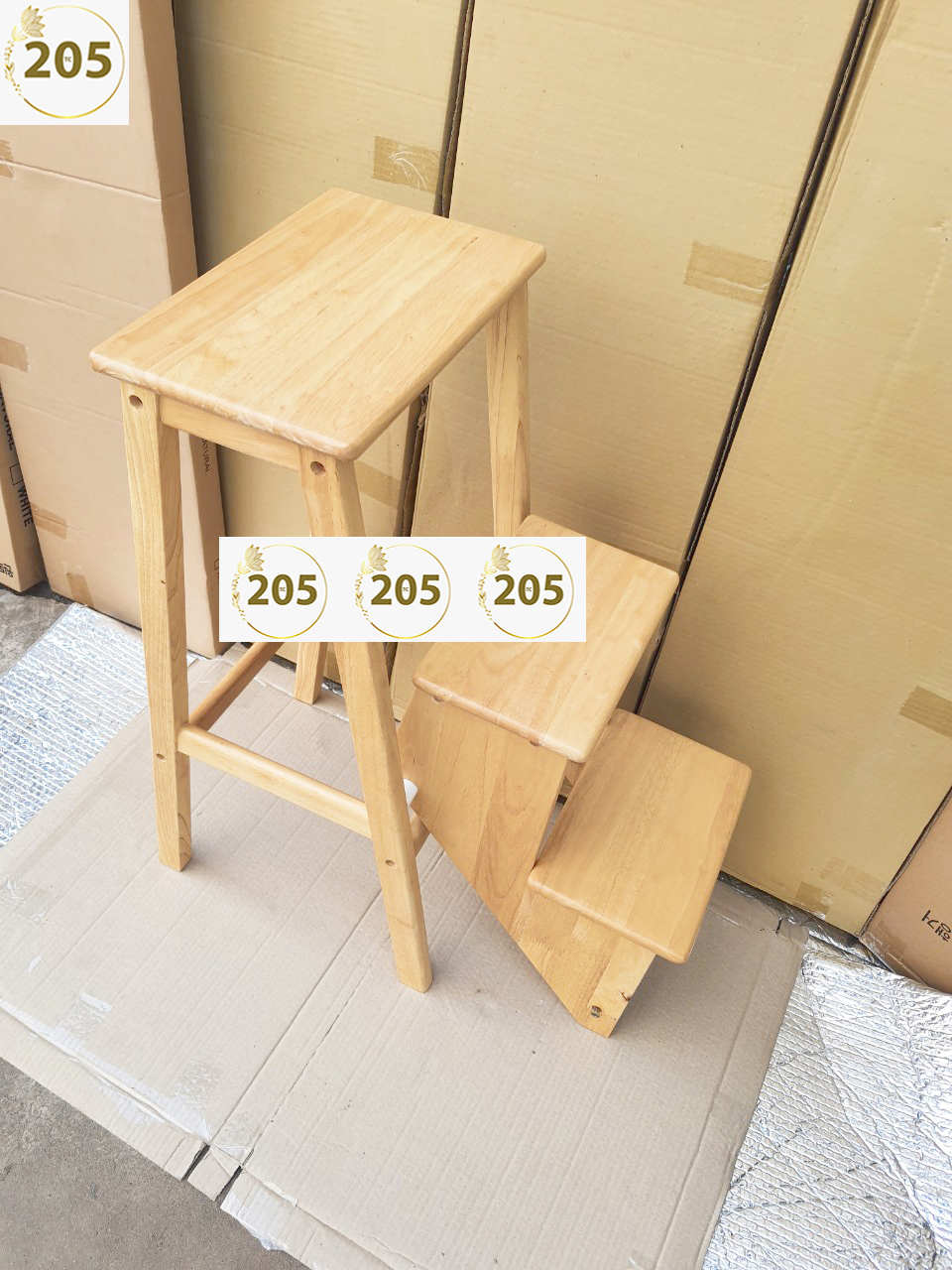 GHẾ THANG GỖ CAO SU 3 BẬC - 205 TC Folding Stair Chair