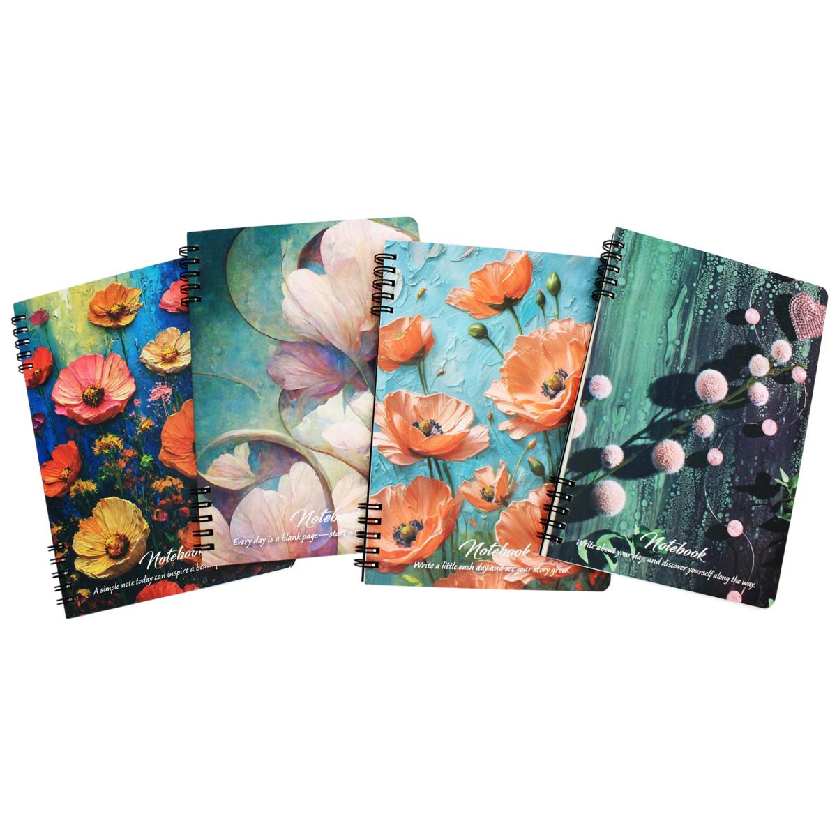 Sổ Lò Xo Elegant Flower Art A5 - Kẻ Ngang - 160 Trang 80gsm - The Sun 04