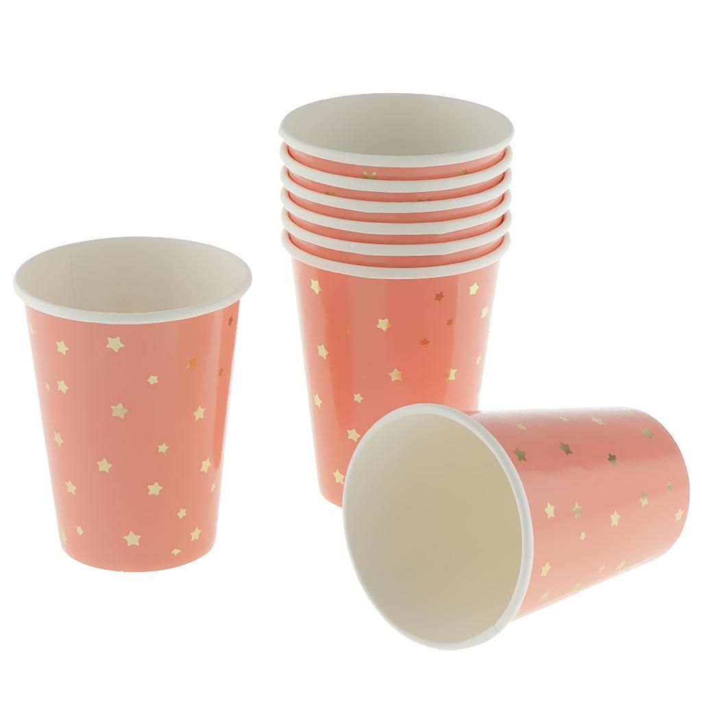 8 Pieces Gilding Star Disposable Paper Cup Birthday Tableware Red
