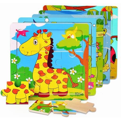 Đồ chơi tranh ghép hình gỗ puzzle 9 mảnh 15*15cm - Bộ ghép hình - Tranh xếp hình