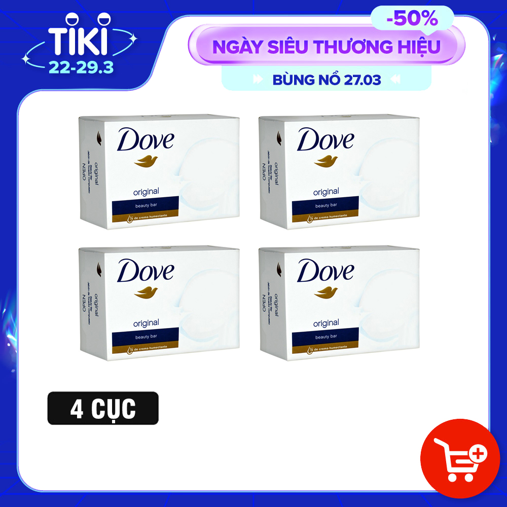 4 Bánh Xà phòng cục Dove Mỹ White Beauty 106g dưỡng trắng da