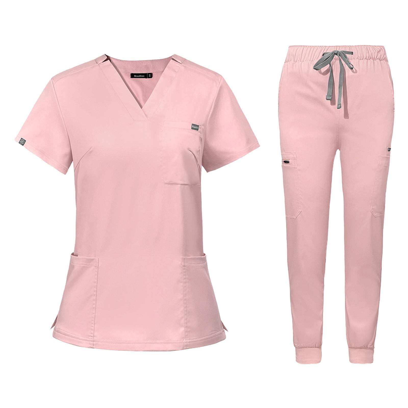 Uniforms Scrub Set with Pockets Nurse Top and Pants Men Women Clothes Comfortable Nursing Work suits for Cosmetology Healthcare Pet Grooming