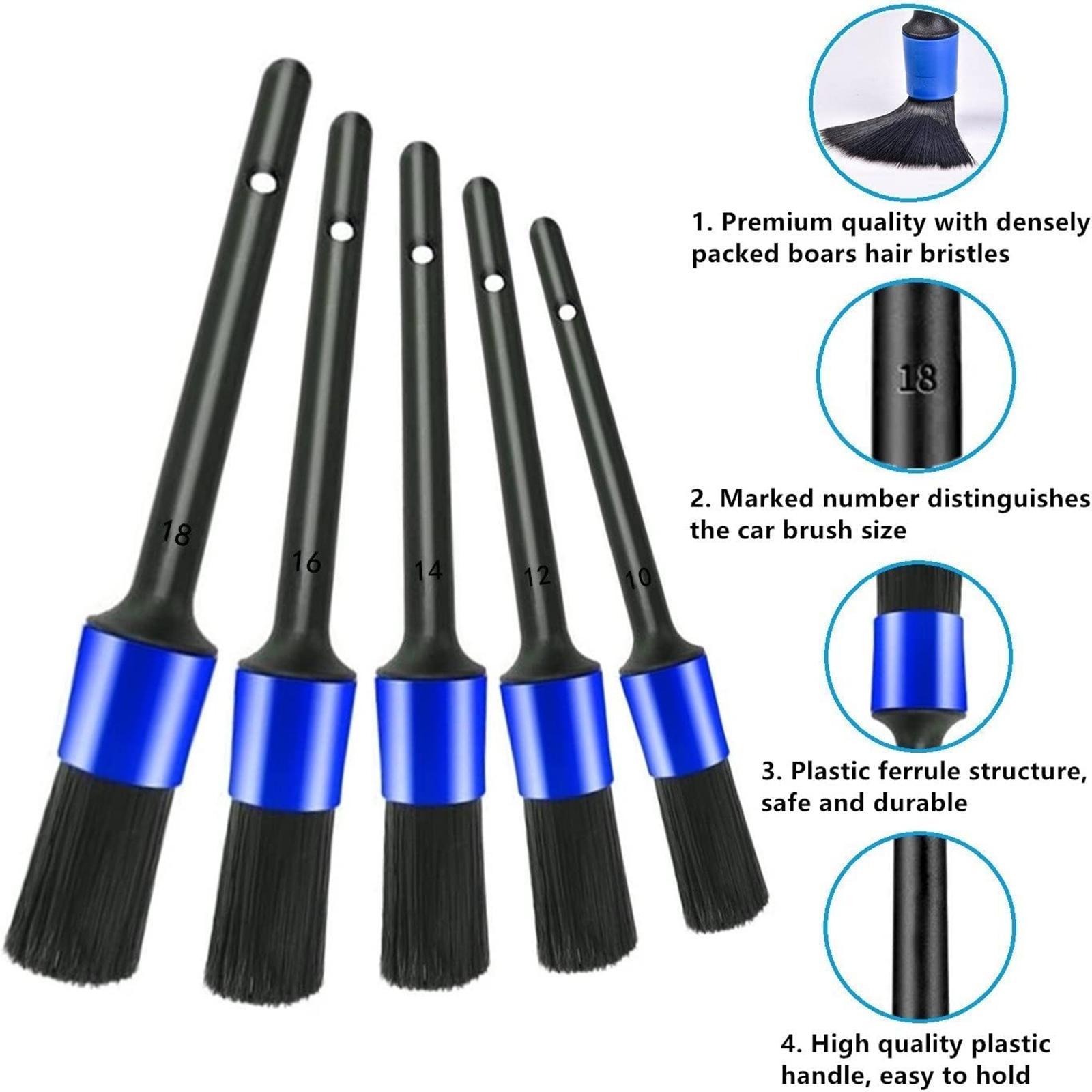 5 Pieces Car Detail Brush for Vehicles Interior Exterior Wheels Engine