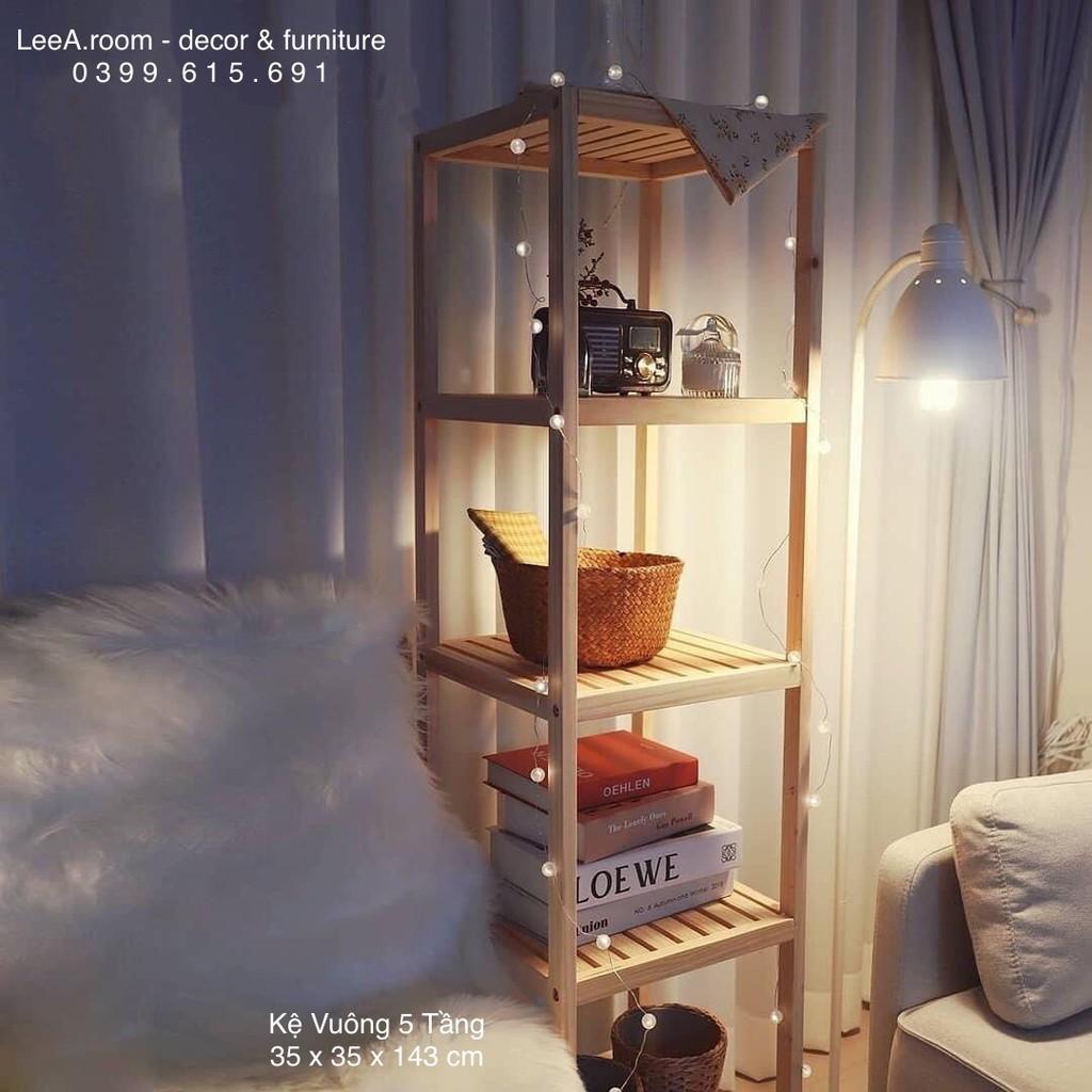 Kệ Vuông Decor 5 Tầng Hàng Cao Cấp Loại 1 - Wooden Shelf 5F - Màu Gỗ Tự Nhiên