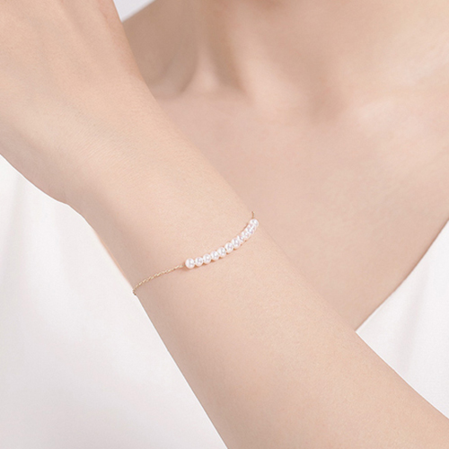 Lắc Tay S925 Xi Vàng Kết Hợp Viên Trai Nước Ngọt BTJ030TK