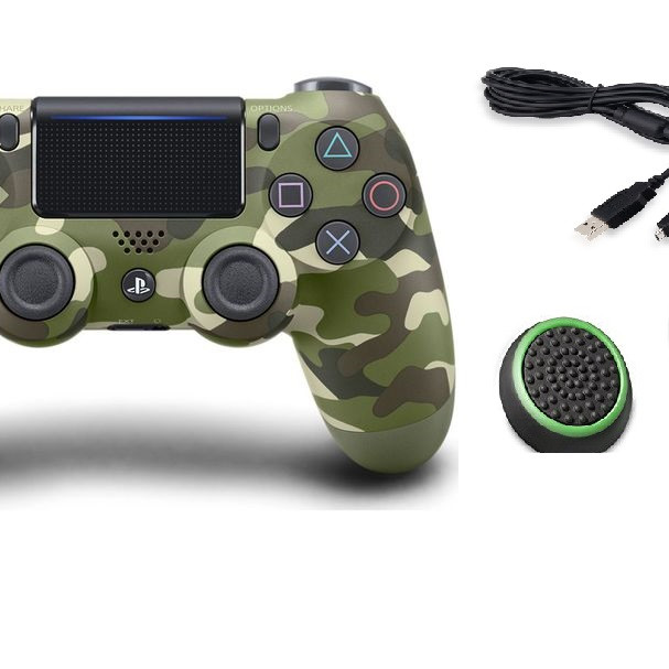 Tay cầm ps4 Green Camo - cáp sạc - 2 núm