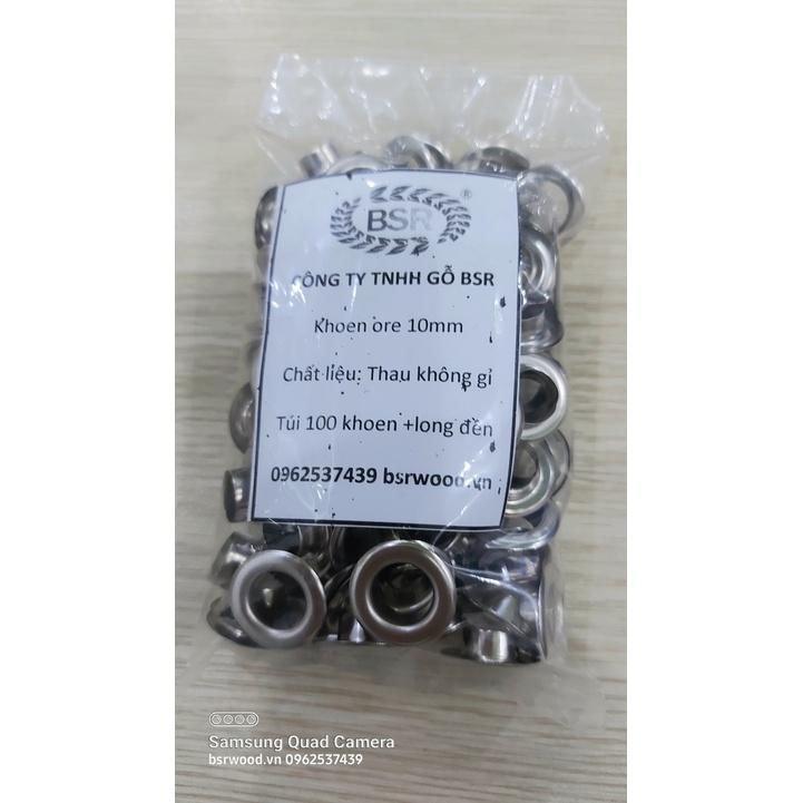 Khoen ore 10mm Khoen mắt cáo 10ly Thau không gỉ Khuy mắt cáo bấm vải Túi 100 cái Màu bạc/ vàng/ đồng