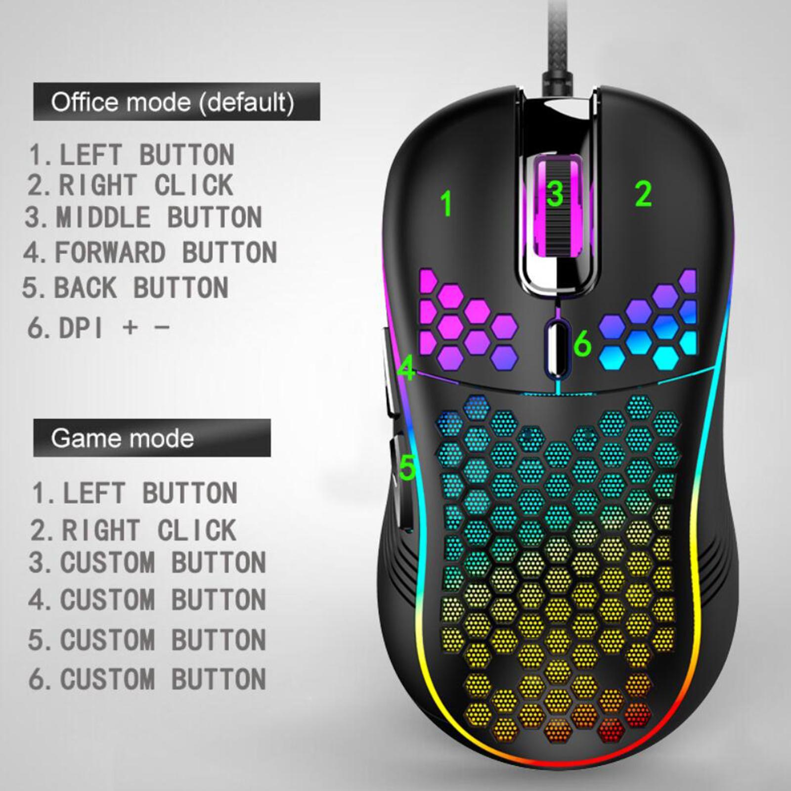Ultralight Wired Gaming Mouse Mice for Laptop PC Comfortable 6 Buttons