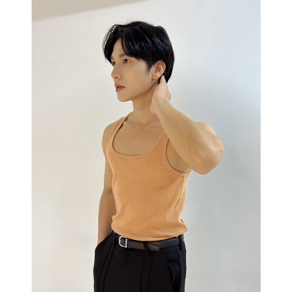 Áo Thun Ba Lỗ Tank Top Nam Cổ Vuông Nhiều Màu Vải Cotton Tăm Gân Thương Hiệu Mr Twins
