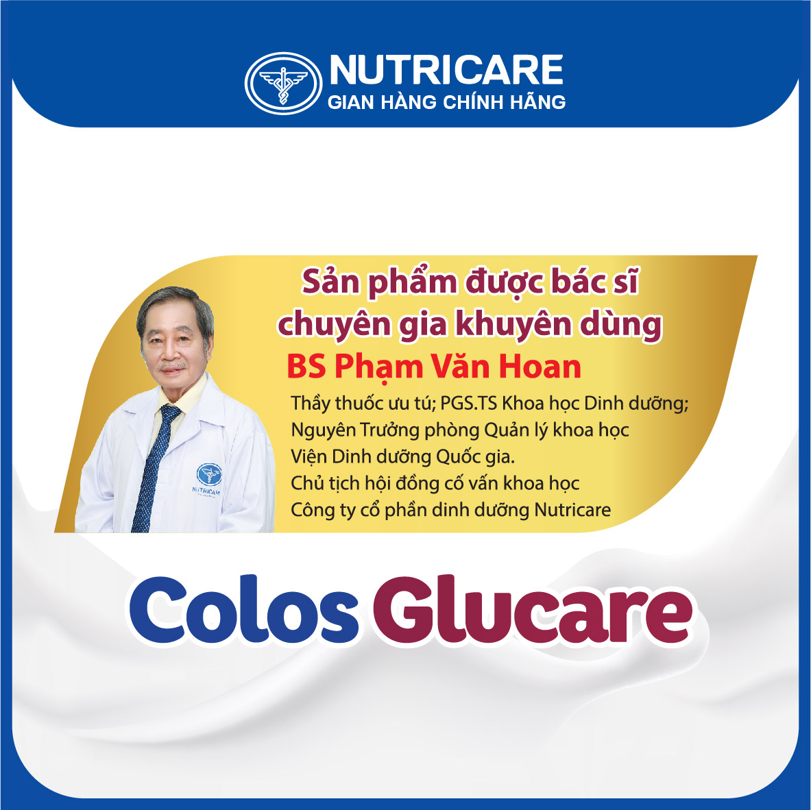 [Tặng 2 lọ yến] Sữa bột Nutricare COLOS GLUCARE cho người đái tháo đường 800g