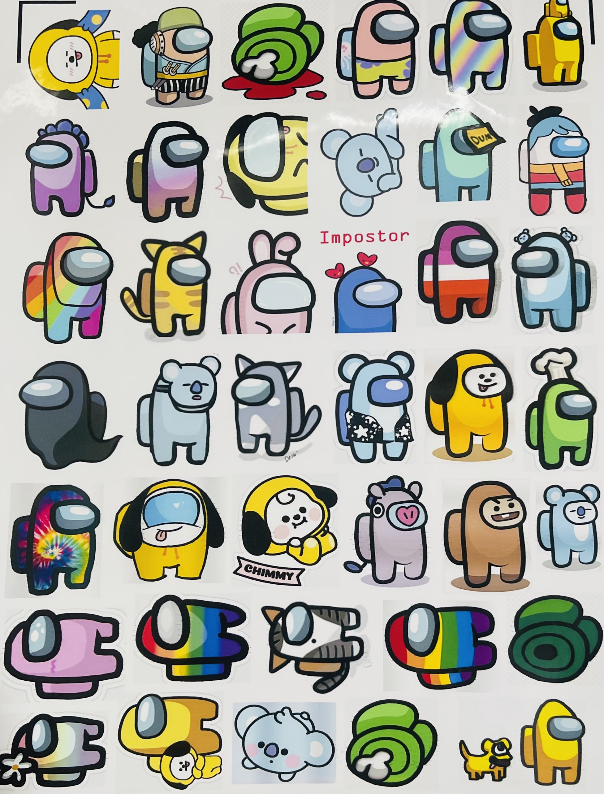Sticker Among Us set 50 ảnh decal hình dán ép lụa