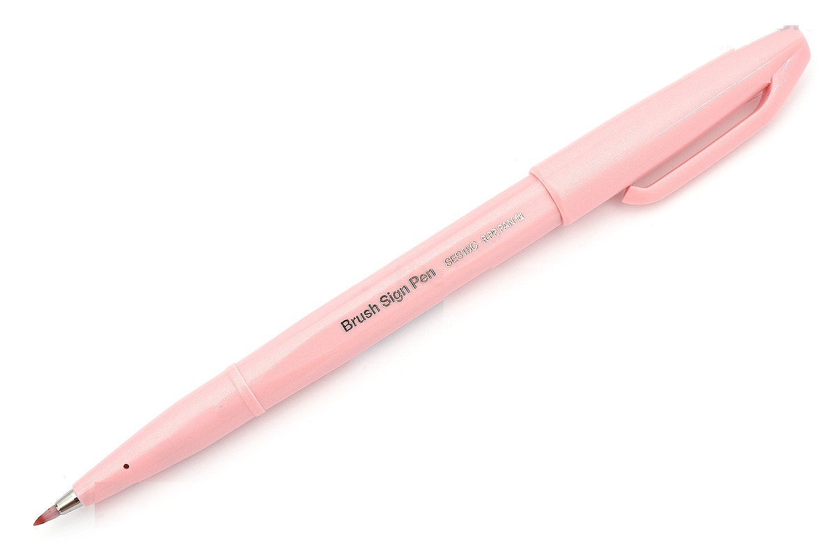 Bút lông viết chữ calligraphy Pentel Fude Touch Brush Sign Pen - Màu hồng phấn