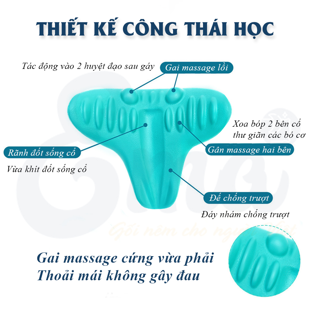 Gối đệm massage cổ bấm huyệt kiểu Hàn Quốc làm từ mút EVA - Kéo căng, thư giãn, ngừa thoái hóa đốt sống cổ