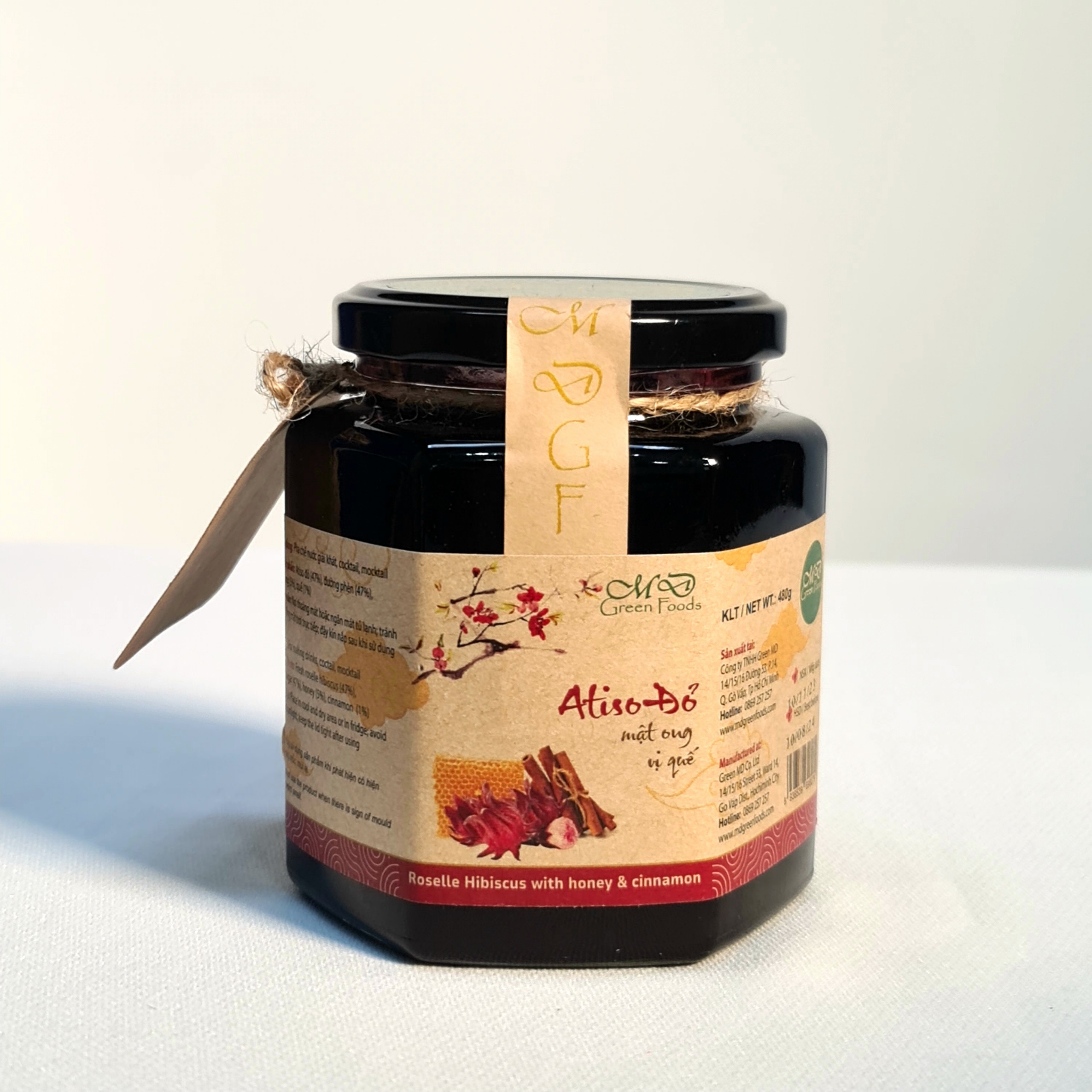 Atiso đỏ mật ong vị quế Green Foods - Hũ 480g