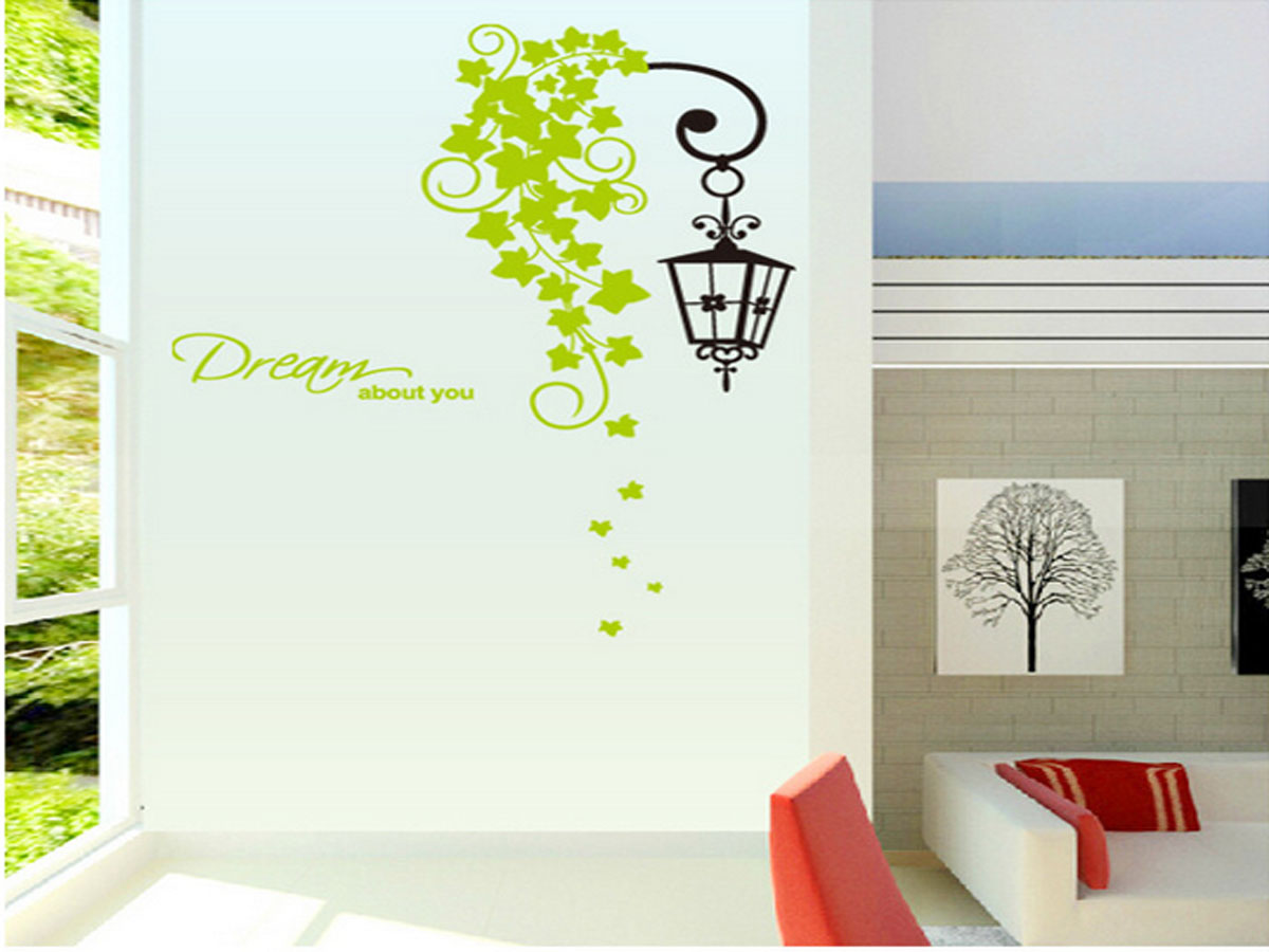 Decal dán tường cột đèn xanh dream