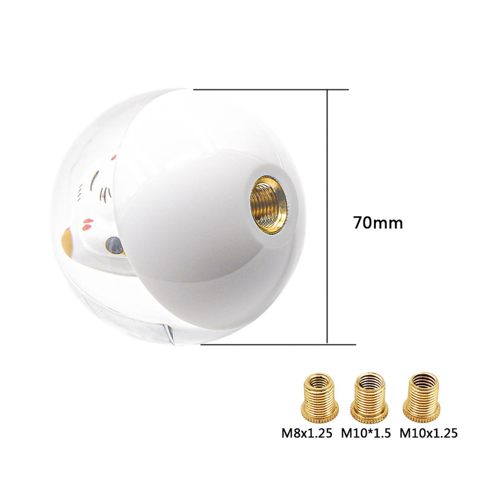 Cute Fortune Lucky Cat 70MM Round Ball Gear  Knob with Adapters JDM M10X1.25
