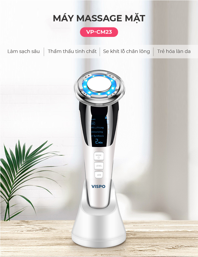 Máy Massage Mặt VP-CM23 Photon Nóng, Lạnh Giup Săn Chắc Da, Tăng Thẩm Thấu Tinh Chất, Nâng Cơ Mặt và Làm Sạch Da