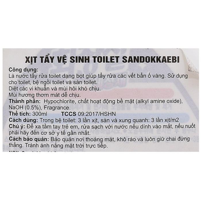 Hình ảnh Chai xịt tẩy vệ sinh toilet diệt khuẩn Sandokkaebi Hàn Quốc 300ml