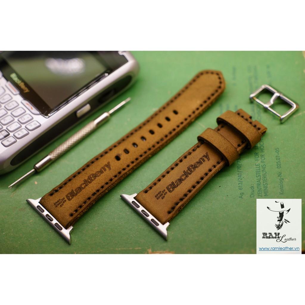 DÂY ĐỒNG HỒ DA BÒ THẬT NÂU ĐẤT - RAM BLACKBERRY SN - RAM LEATHER -ĐỦ SIZE