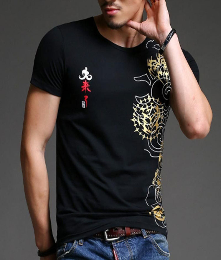 Áo T-shirt nam, cổ tròn, cộc tay, họa tiết in hoa, ôm sát, kiểu dáng thời trang, phù hợp cho mùa hè, mẫu mới nhất TA51