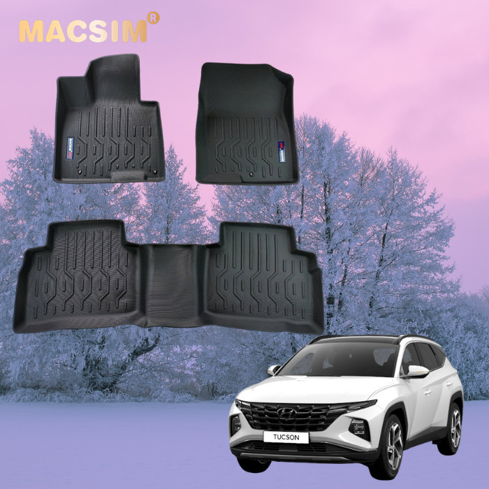 Thảm lót sàn xe ô tô HYUNDAI TUCSON 2022+ Nhãn hiệu Macsim chất liệu nhựa TPV cao cấp màu đen