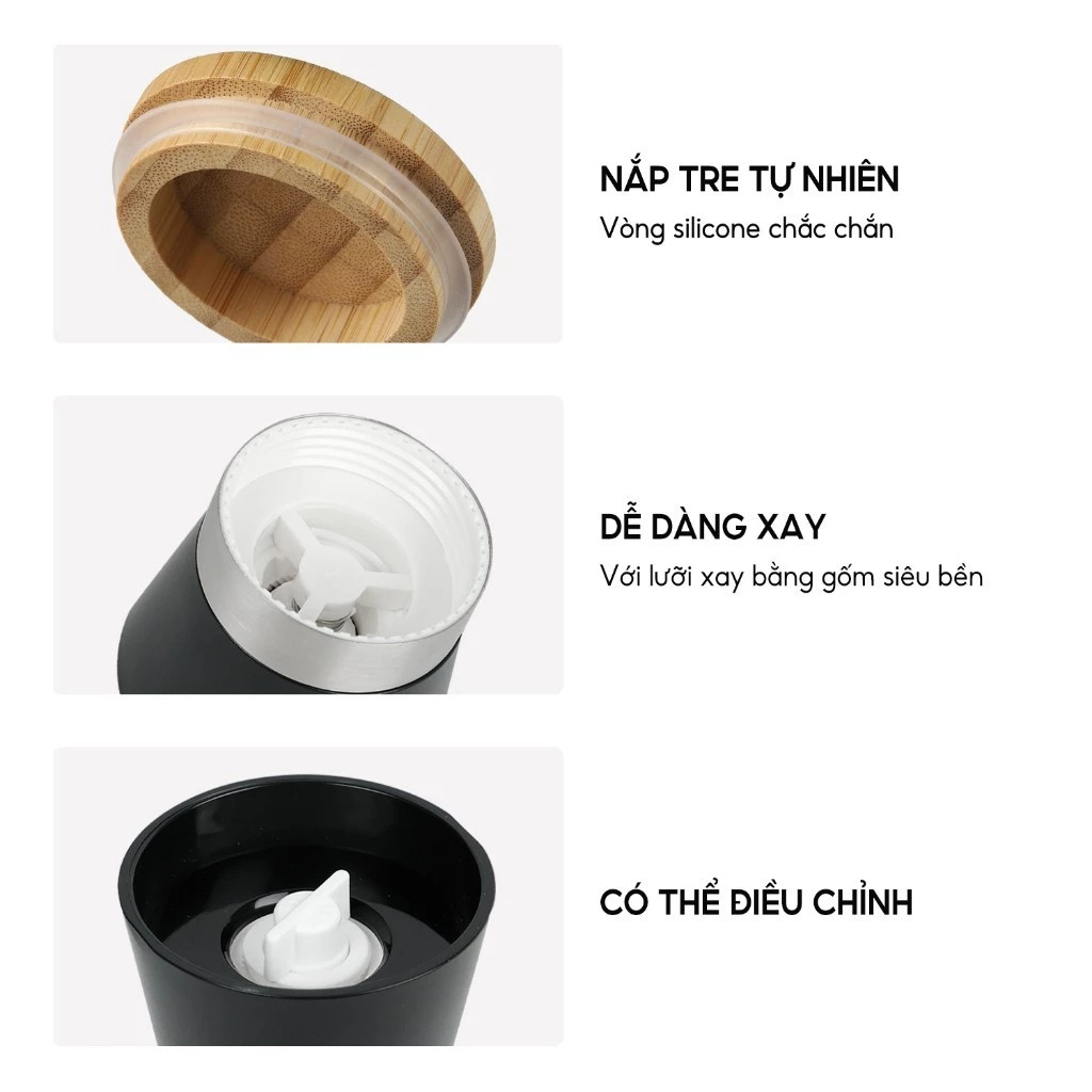 Dụng cụ xay tiêu cầm tay thủy tinh Lê Bên Làng LBL9595 dung tích 170ml nhỏ gọn tiện lợi