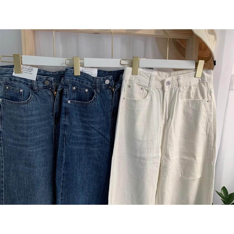 Quần jeans xuông rách gối siêu dài chân