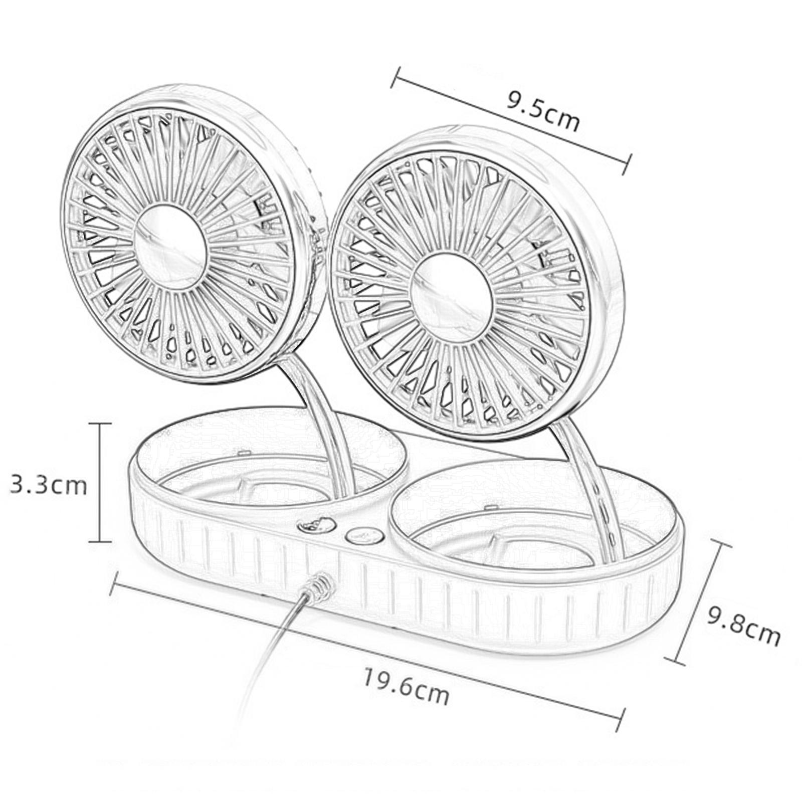Electric Car Fan Vehicle Fan Double Head Auto Cooling Fan Tabletop Lightweight Fittings Car Cooling Fan Car Fan for Truck SUV Dashboard