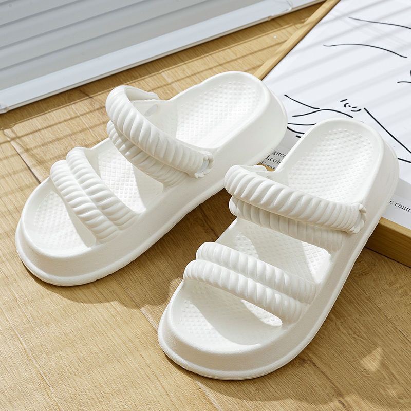 Dép bánh mì 2 quai ngang sandal nữ quai hậu độn đế 3cm kiểu ulzzang basic đi mưa D151