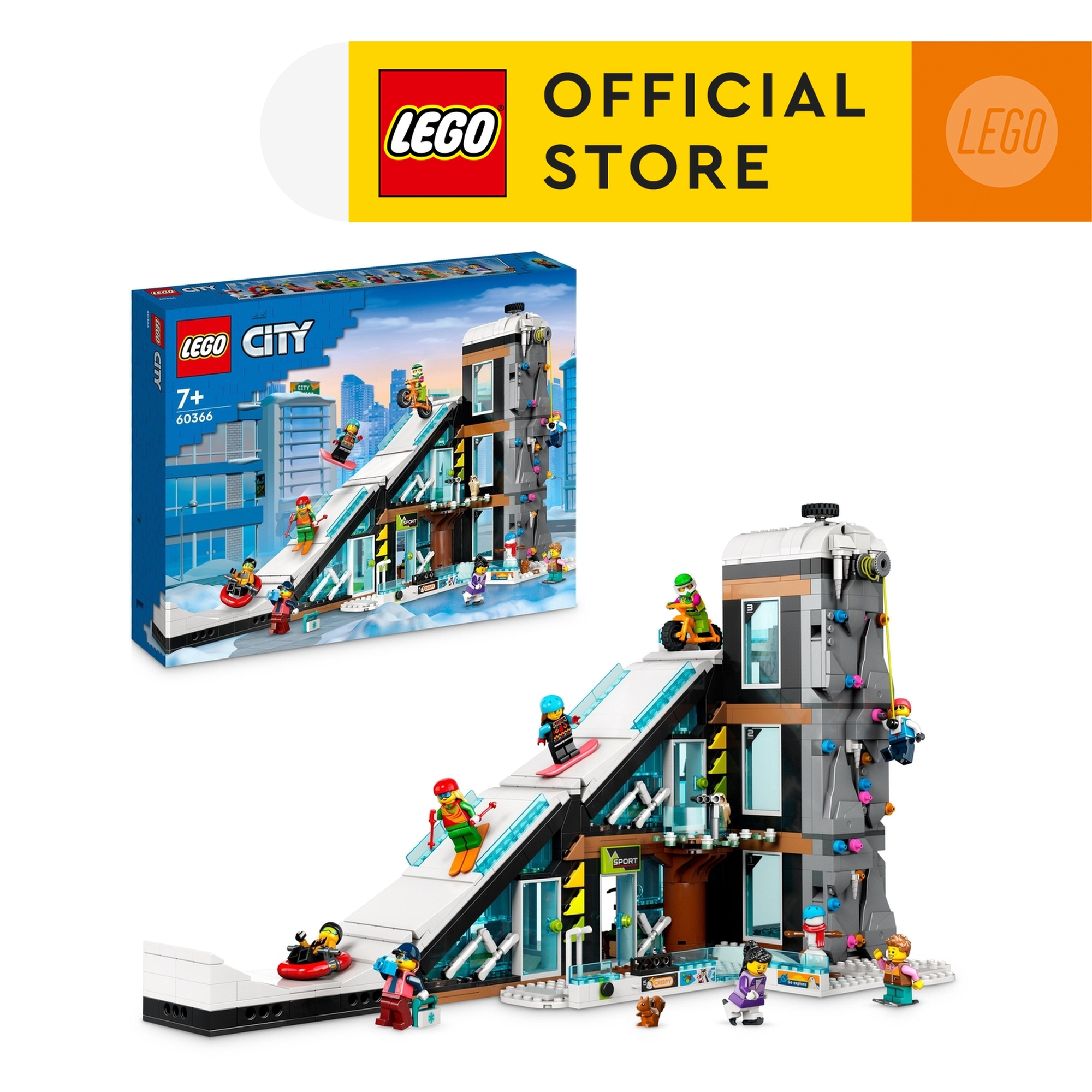 LEGO City 60366 Đồ chơi lắp ráp Khu trung tâm trượt tuyết và leo núi (1,054 chi tiết)