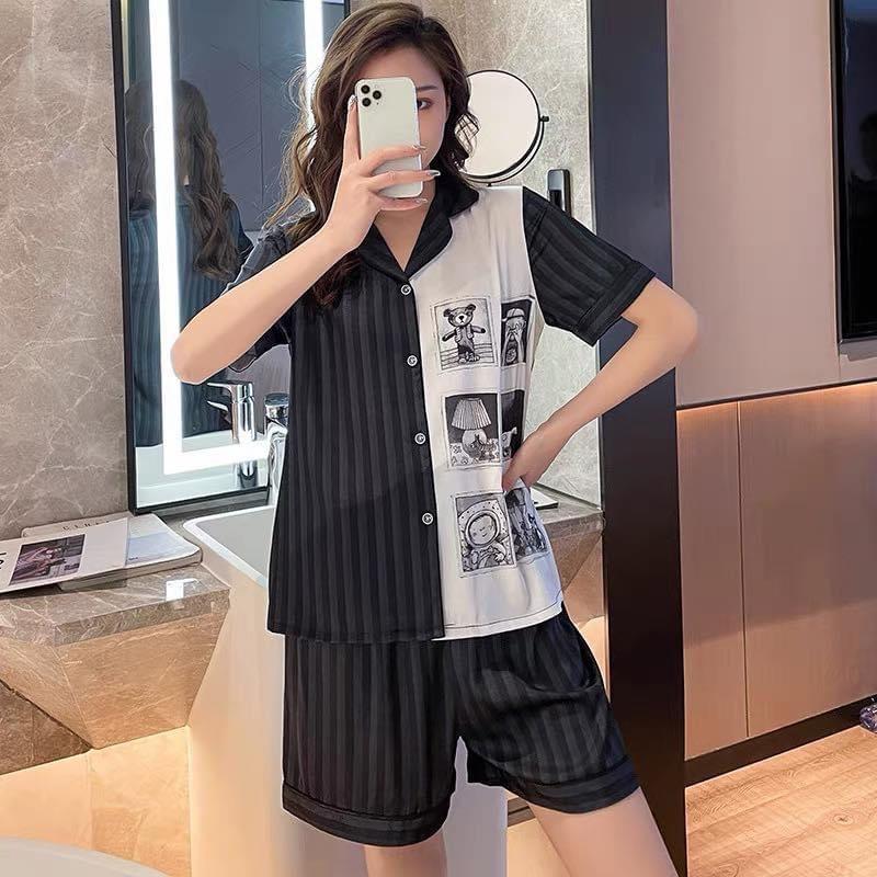 BỘ PYJAMA LỤA ĐÙI HOA CAO CẤP QC