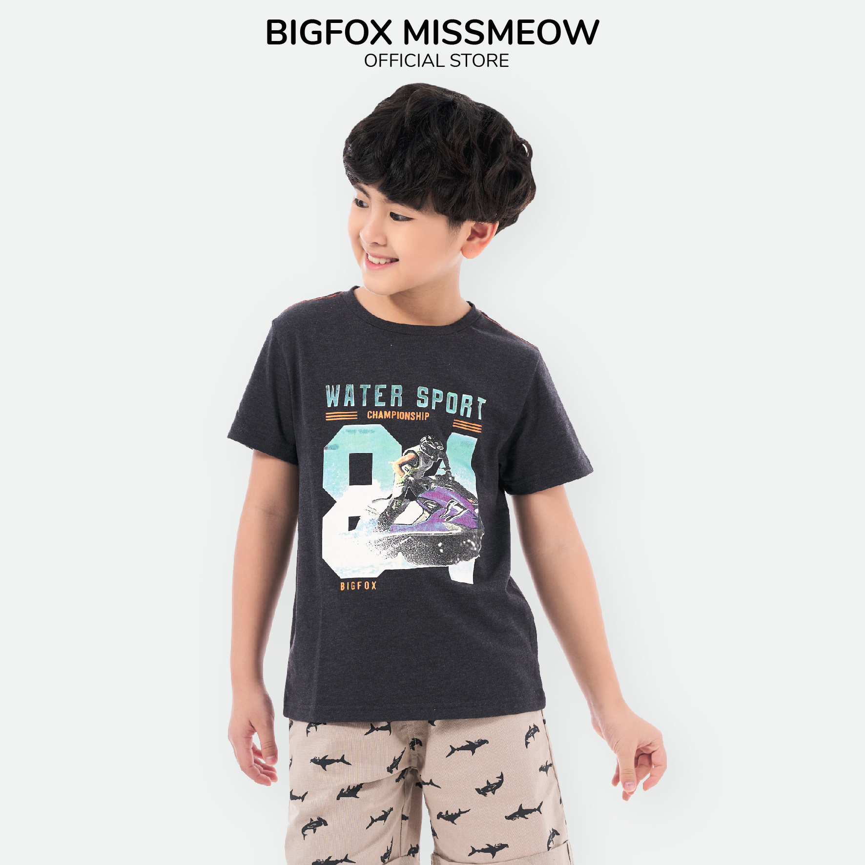 Áo thun bé trai BIGFOX - MISS MEOW size đại, áo cho bé chất cotton phong cách Âu Mỹ in Mô tô Nước 84 11 – 40 kg QATE