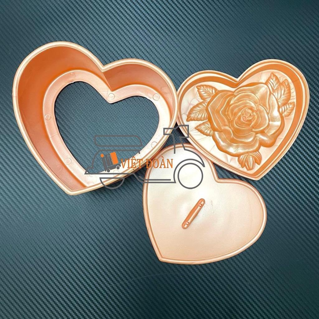 KHUÔN TIM dùng NHẤN XÔI HÌNH HOA HỒNG, HOA SEN 3D sắc nét 15 cm. Nhựa dày, bóng đẹp