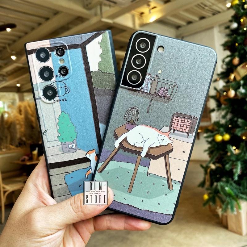 Ốp Lưng Cho Samsung Galaxy S23 Ultra / S23 Plus / S22 ULTRA / S22 Plus / S21 Ultra / Note 20 Ultra / Note 20 / S21 FE Hình Mèo Cute In Nổi