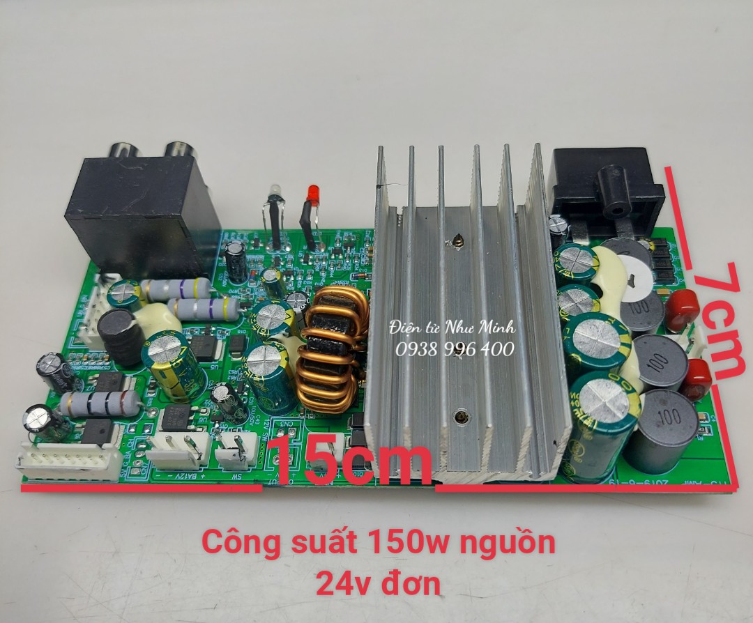 Bo công suất loa kéo  150w max - nguồn đơn 24v