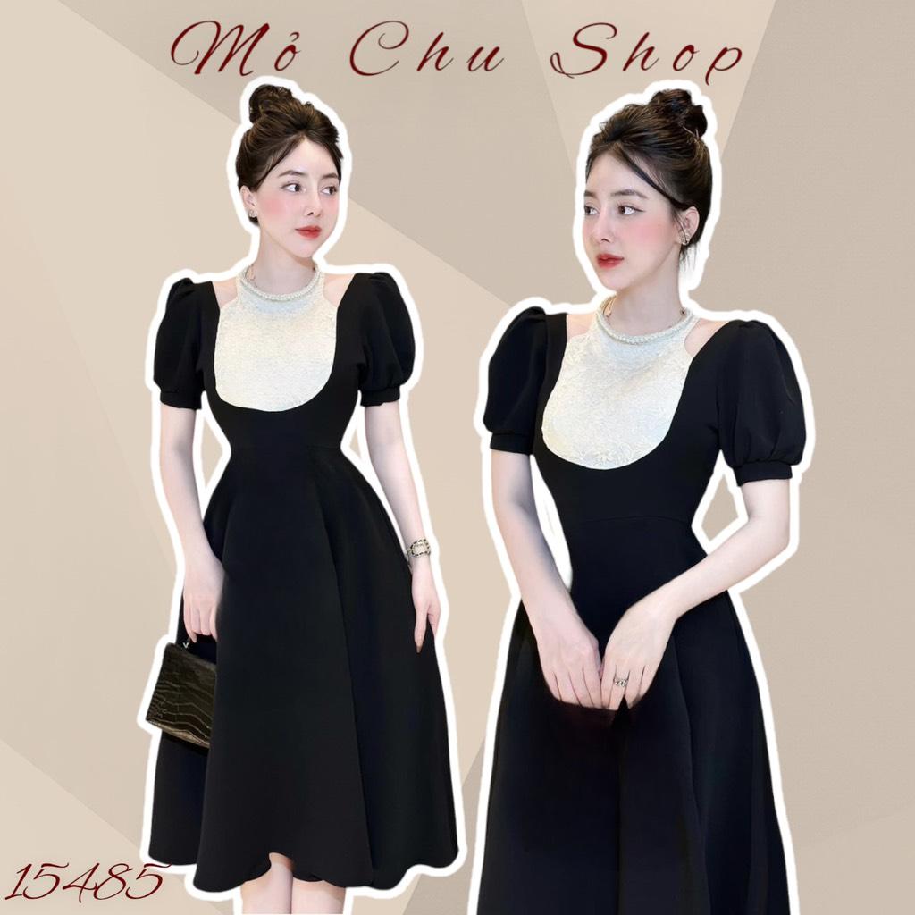 Đầm xoè dự tiệc cổ phối ren