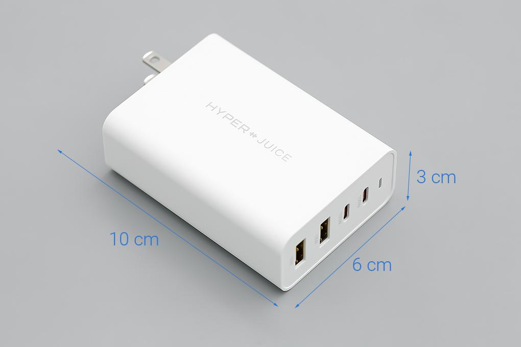 Adapter sạc 4 cổng USB Type C PD 100W HyperJuice HJ-GAN100 Trắng - Hàng chính hãng