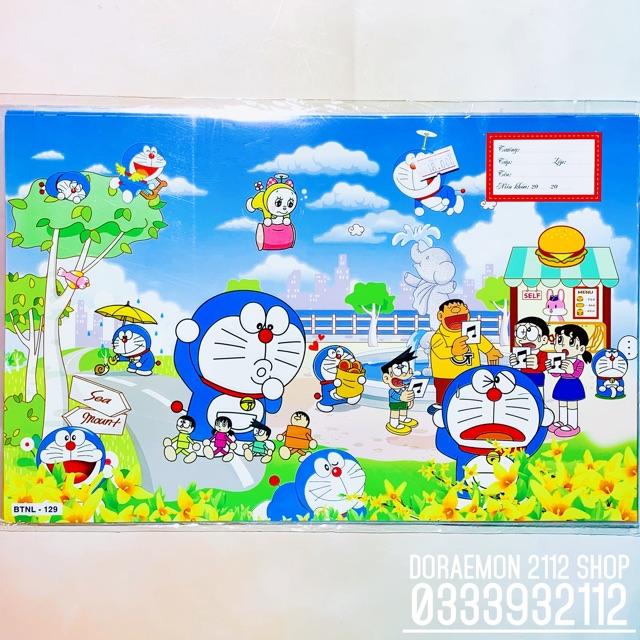 Combo 10 Bìa bao vở bao tập có sẵn bìa kiếng và nhãn tên Doraemon