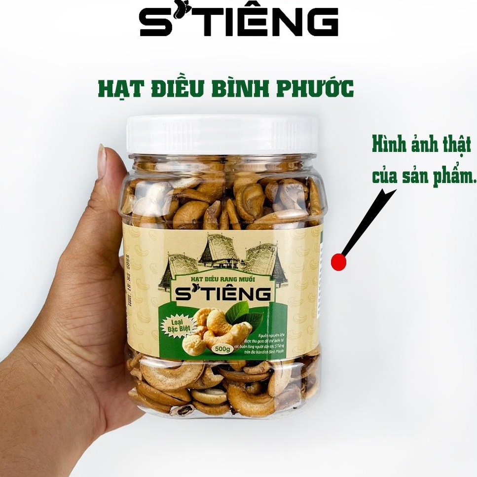 500Gr Hạt Điều Rang Muối S'TIÊNG Loại Bể Vở Còn Vỏ Lụa Hộp Nhựa