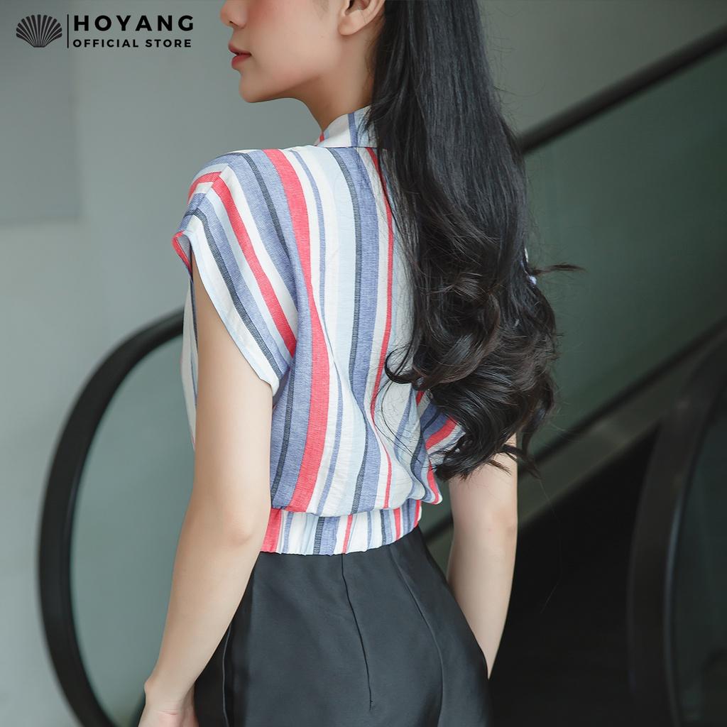 Áo Croptop Sơ Mi Tay Cánh Dơi Kẻ Sọc HOYANG A153