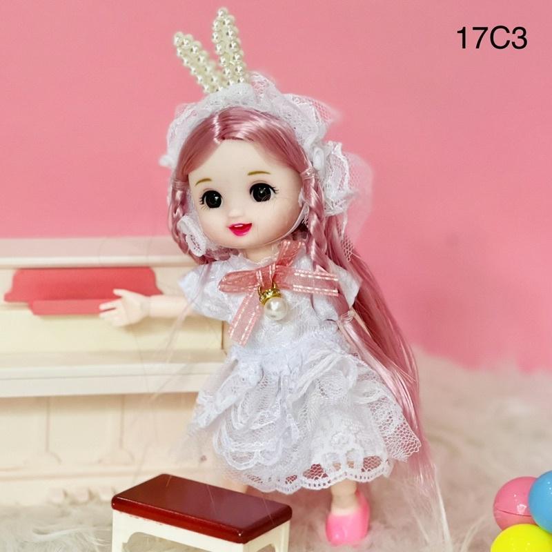 Set búp bê barbie dễ thương 17cm BJD kích thước 1/8 xinh xắn bao gồm áo quần đồ chơi cho bé gái