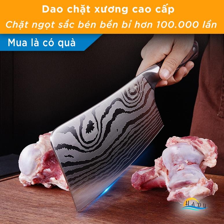 Dao Chặt Xương Gà Thịt Bò Kiểu Nhật Bản Cao Cấp Inox Đạt Chất Lượng Đức HADU