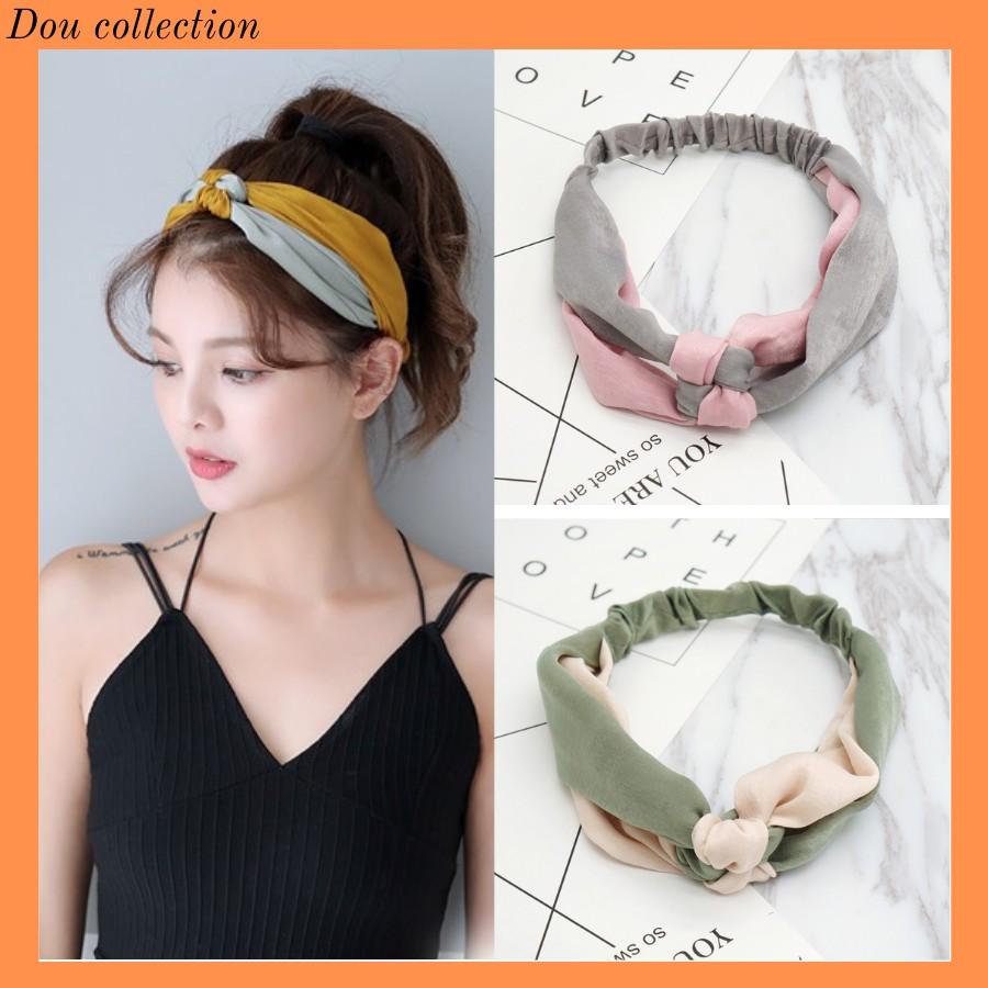 Băng Đô Turban Thắt Nút Phối 2 Màu Phong Cách Hàn Quốc Vải Lụa - Mã BD003