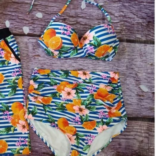 Bikini, Đồ Bơi Đi Biển Hai Mảnh Gọng B Trái Cam Cạp Cao Secxy AG012