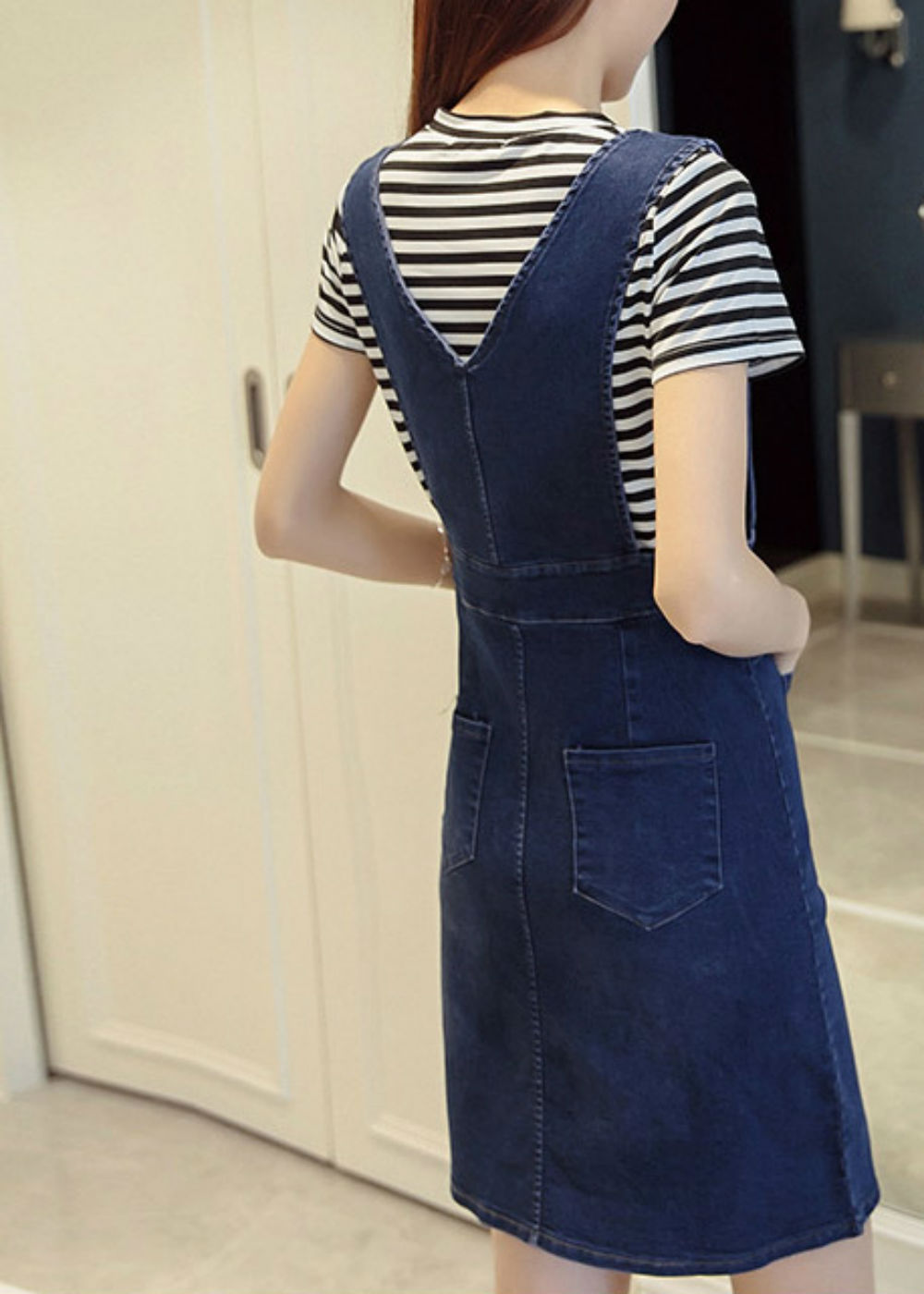 Đầm Yếm Jean Nữ D698 - Xanh