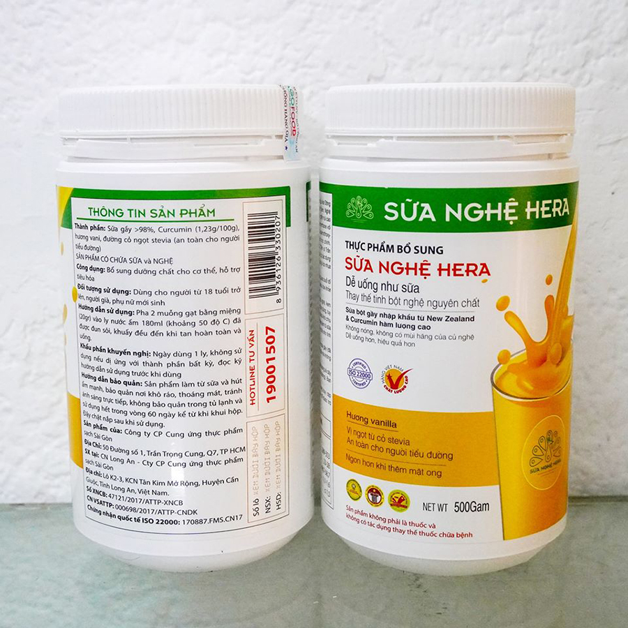 Combo 2 Hộp Sữa Nghệ Hera 500g - Tặng Kèm Bông Rửa Mặt