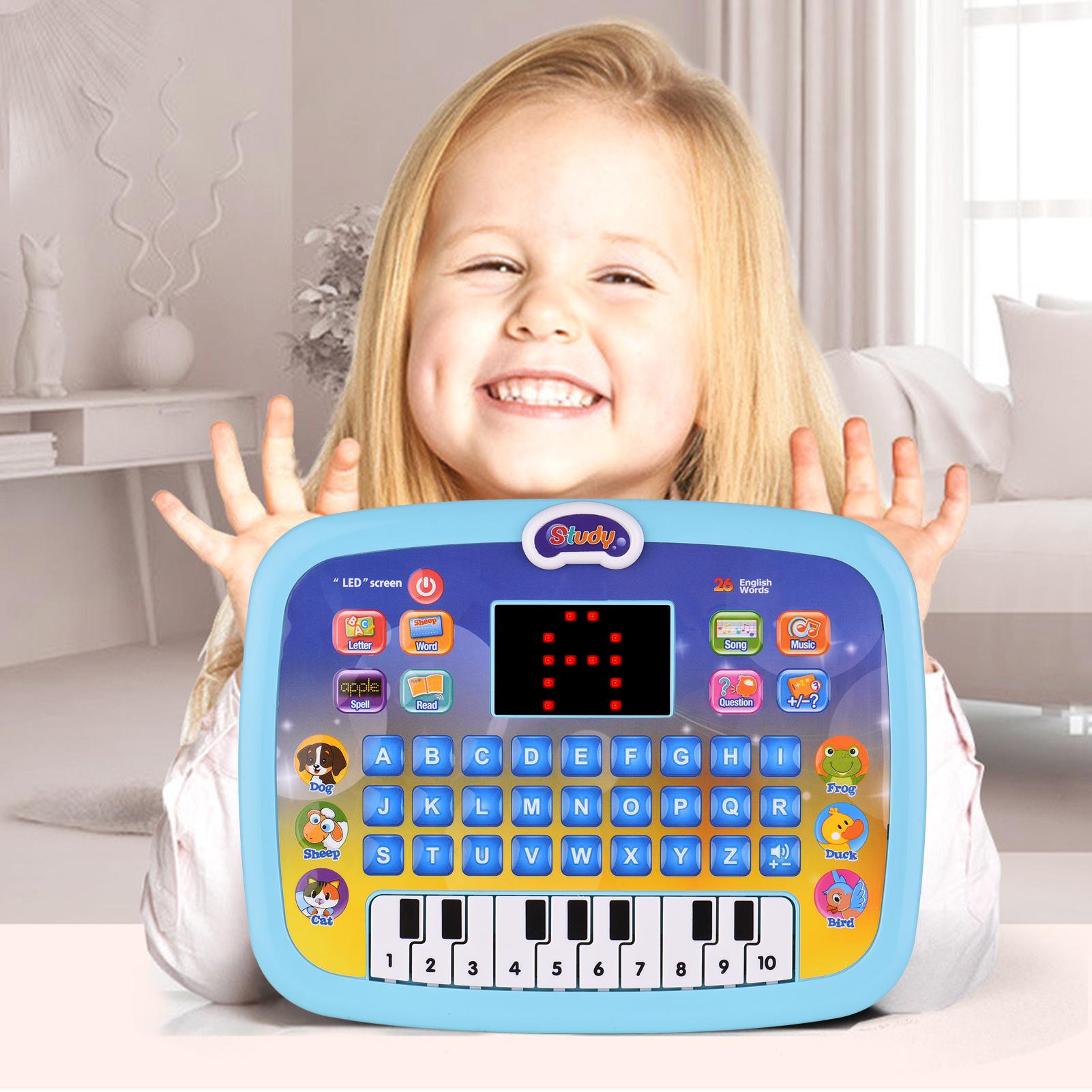 Early Educational Toy Learning Tablet Toddler Computer Toy with LED Screen Display 8 Learning Modes Gift for Age 3-6