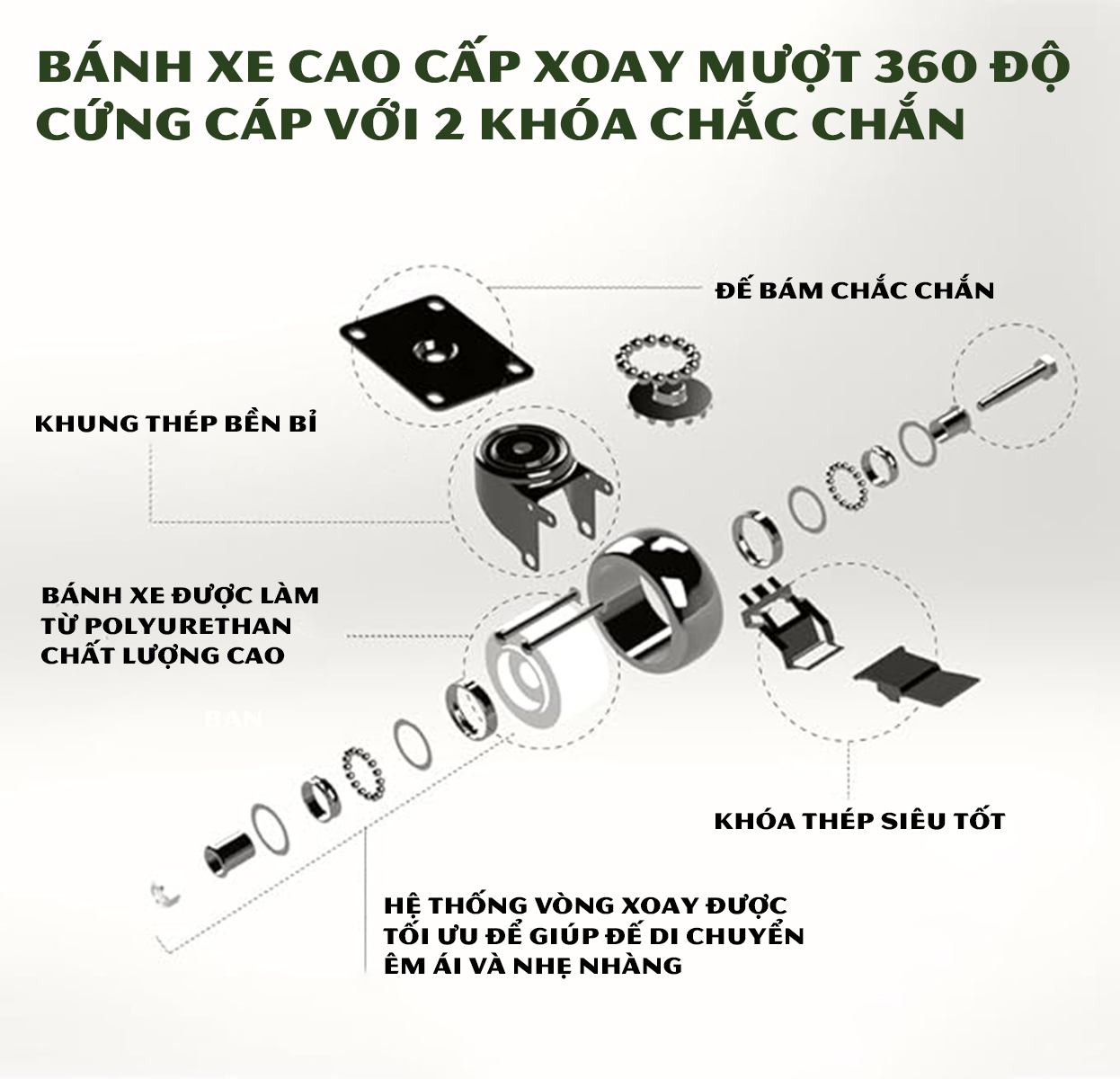 Đế Lót Chậu Cây Có Bánh Xe Cao Cấp Đường Kính 35cm Tải Trọng 150Kg, Để Di Chuyển Chậu Cây Thường Xuyên