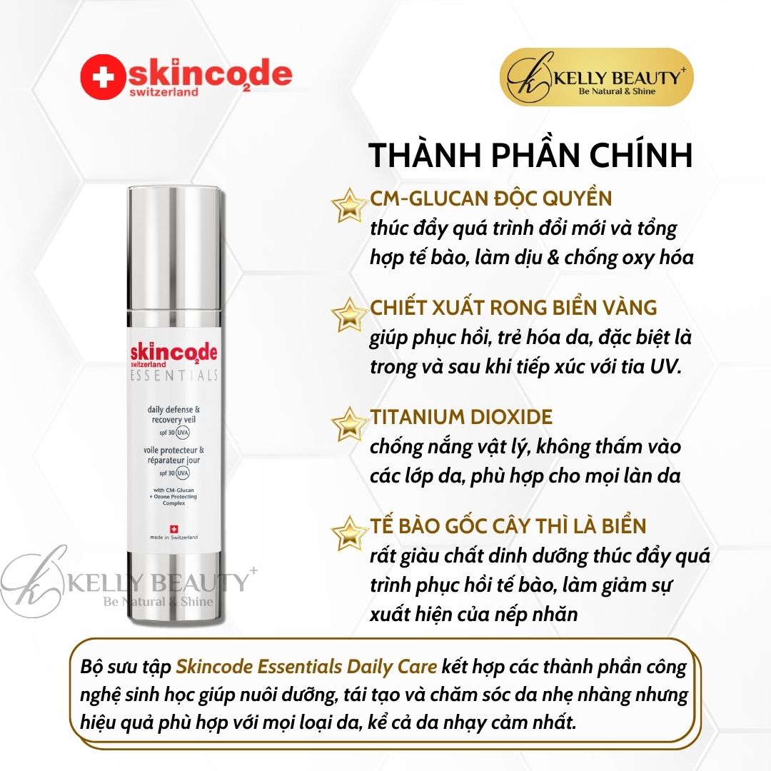 Hình ảnh Kem Chống Nắng Tăng Đề Kháng Da Skincode Essentials Daily Defense Recovery SPF 30 | Kelly Beauty