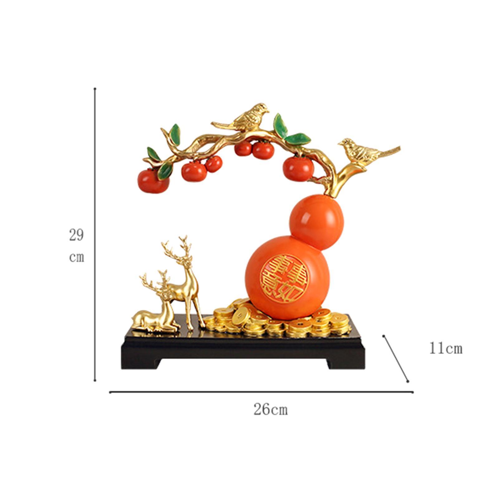 Resin Lucky Persimmon Gourd Statue Feng Shui Decor Collectible Figurines